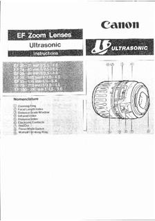 Canon 35-135/4-5.6 manual. Camera Instructions.